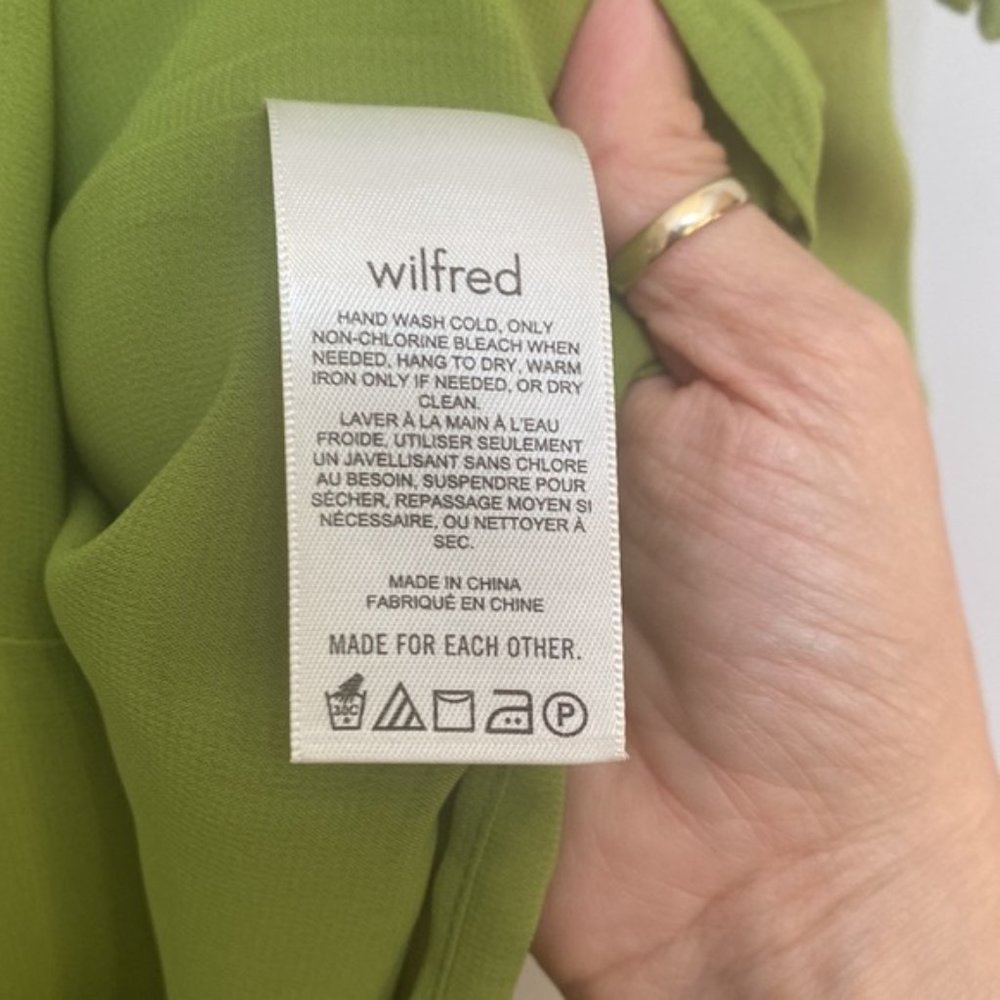 Aritzia Wilfred Green Sleeveless Self Tie Smock Mini Fable Dress Size 14 - Picture 8 of 9